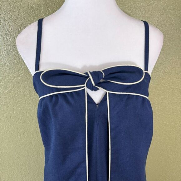 St. Gillan By Kate Unger Women's 10 Bow Front Wrap Maxi Dress Navy Blue Nautical - Picture 2 of 8
